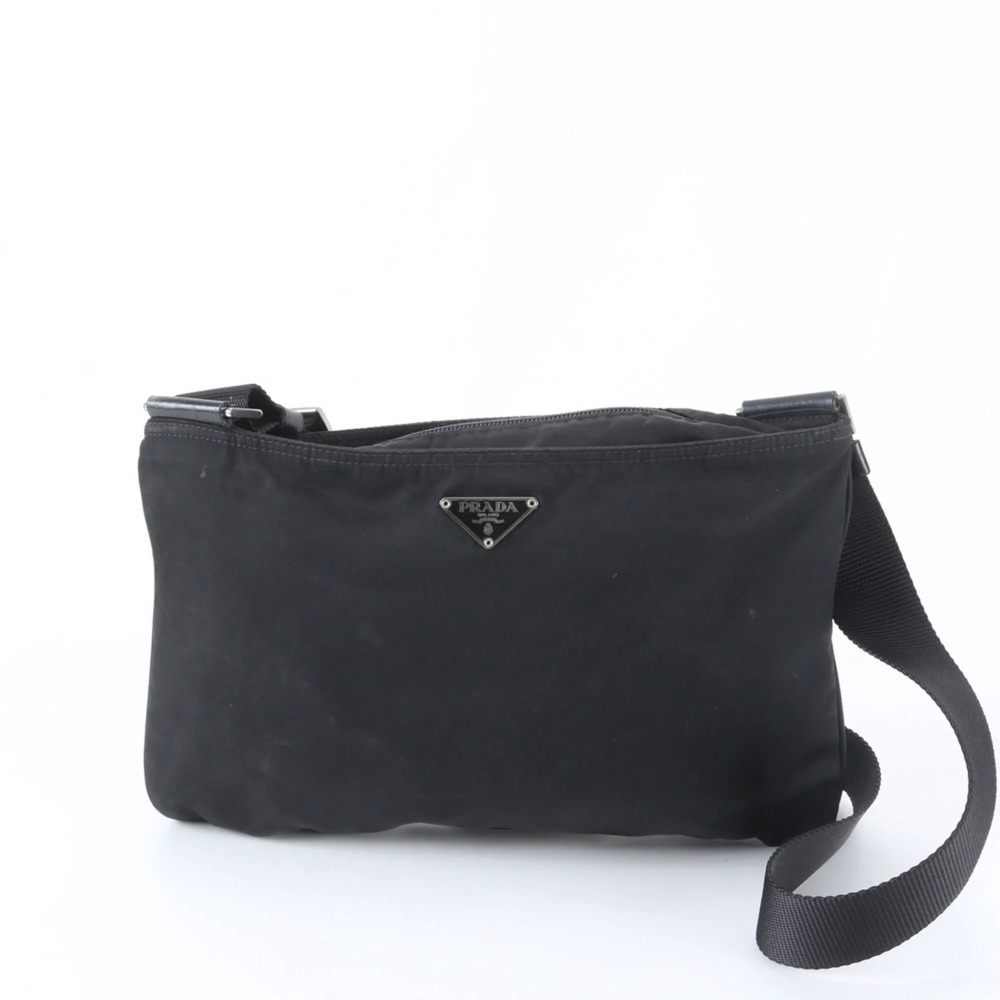 Prada Tessuto Nylon Triangle Logo Shoulder Bag Messenger Black Men's